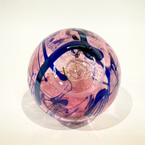 Signed Arte Vargas Jack In The Pulpit Art Glass Vase Made in Canada Purple Blue - Picture 6 of 7